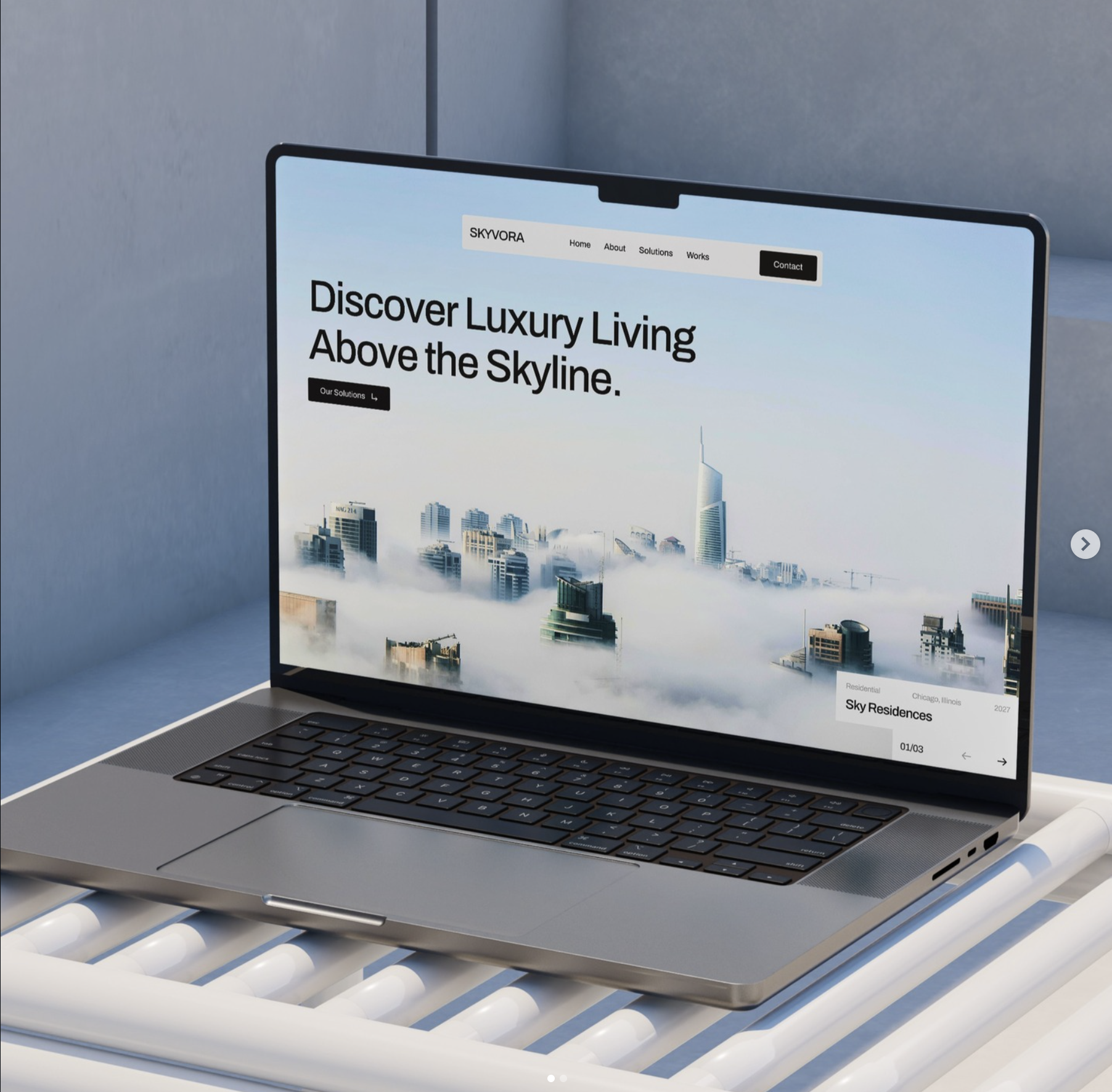 Build stage — website displayed on a laptop